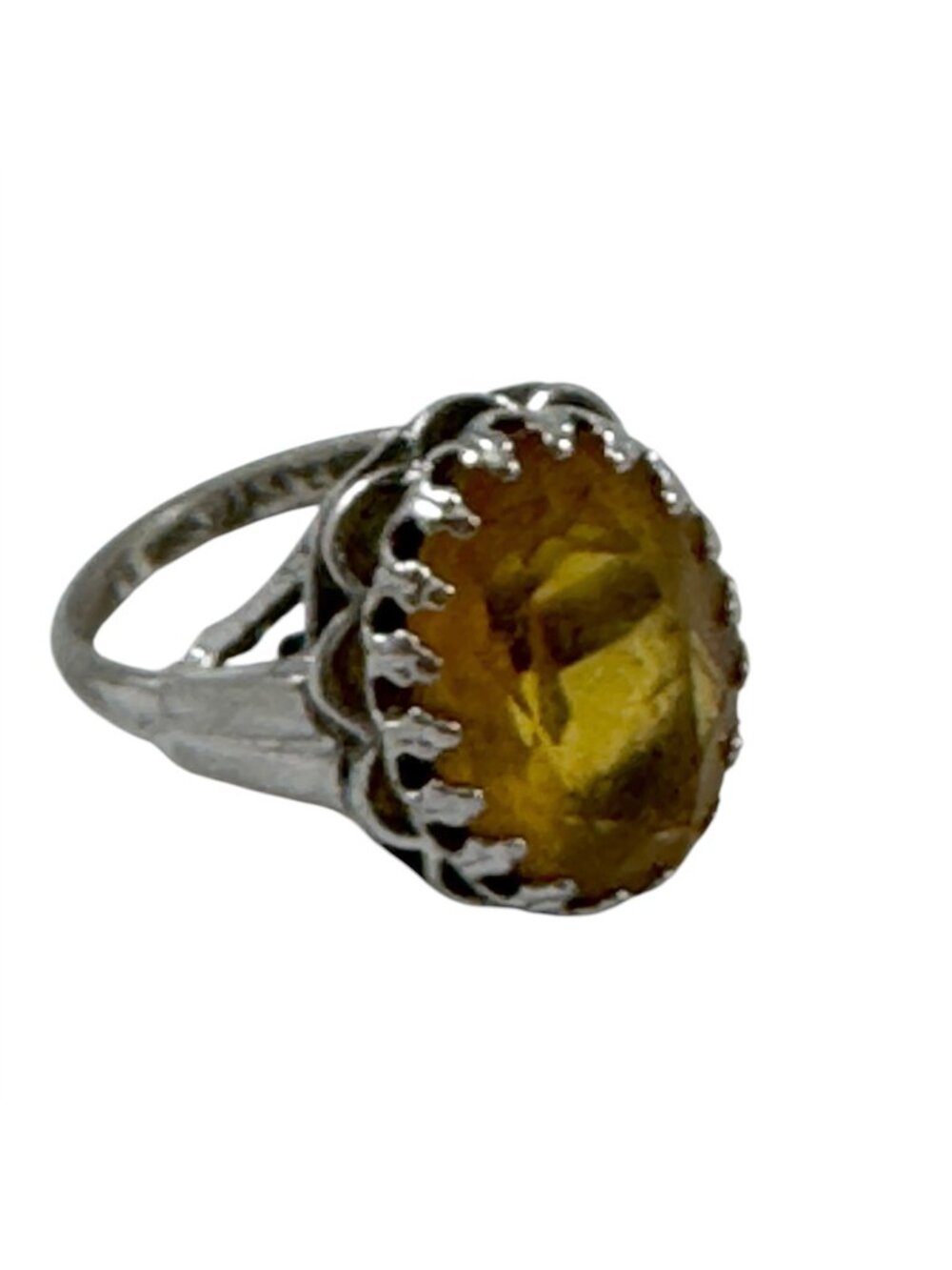 Danecraft Yellow Citrine Cocktail Ring Set in Sterling Silver Size 6 Small